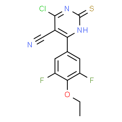 ChemSpider 2D Image | 4-Chloro-6-(4-ethoxy-3,5-difluorophenyl)-2-thioxo-1,2-dihydro-5-pyrimidinecarbonitrile | C13H8ClF2N3OS