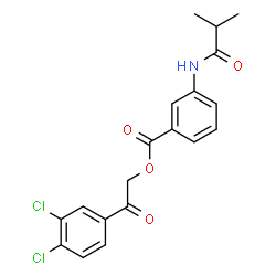 ChemSpider 2D Image | 2-(3,4-Dichlorophenyl)-2-oxoethyl 3-(isobutyrylamino)benzoate | C19H17Cl2NO4