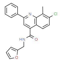 ChemSpider 2D Image | 7-Chloro-N-(2-furylmethyl)-8-methyl-2-phenyl-4-quinolinecarboxamide | C22H17ClN2O2
