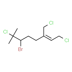 ChemSpider 2D Image | (2Z)-6-Bromo-1,7-dichloro-3-(chloromethyl)-7-methyl-2-octene | C10H16BrCl3