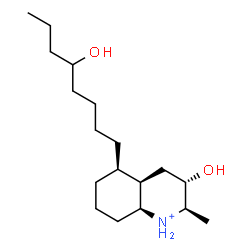 ChemSpider 2D Image | (2R,3S,4aR,5R,8aS)-3-Hydroxy-5-(5-hydroxyoctyl)-2-methyldecahydroquinolinium | C18H36NO2