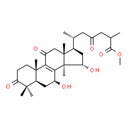 ChemSpider 2D Image | Methyl (7beta,15alpha)-7,15-dihydroxy-3,11,23-trioxolanost-8-en-26-oate | C31H46O7