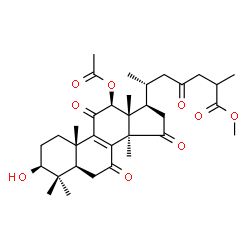 ChemSpider 2D Image | Methyl (3beta,12beta)-12-acetoxy-3-hydroxy-7,11,15,23-tetraoxolanost-8-en-26-oate | C33H46O9