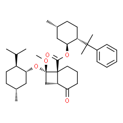 ChemSpider 2D Image | (1S,2R,5R)-5-Methyl-2-(2-phenyl-2-propanyl)cyclohexyl (1S,6R,8S)-8-{[(1R,2S,5R)-2-isopropyl-5-methylcyclohexyl]oxy}-8-methoxy-5-oxobicyclo[4.2.0]octane-1-carboxylate | C36H54O5