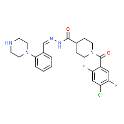 ChemSpider 2D Image | 1-(4-Chloro-2,5-difluorobenzoyl)-N'-{(Z)-[2-(1-piperazinyl)phenyl]methylene}-4-piperidinecarbohydrazide | C24H26ClF2N5O2