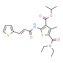ChemSpider 2D Image | Isopropyl 5-(diethylcarbamoyl)-4-methyl-2-{[(2E)-3-(2-thienyl)-2-propenoyl]amino}-3-thiophenecarboxylate | C21H26N2O4S2