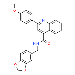ChemSpider 2D Image | N-(1,3-Benzodioxol-5-ylmethyl)-2-(4-methoxyphenyl)-4-quinolinecarboxamide | C25H20N2O4