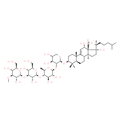 ChemSpider 2D Image | (3beta,12alpha)-12,17-Dihydroxy-18-oxo-18,20-epoxylanost-9(11)-en-3-yl 3-O-methyl-beta-D-glucopyranosyl-(1->3)-beta-D-glucopyranosyl-(1->4)-6-deoxy-beta-D-glucopyranosyl-(1->2)-beta-D-xylopyranoside | C54H88O23