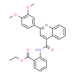ChemSpider 2D Image | Ethyl 2-({[2-(3,4-dimethoxyphenyl)-4-quinolinyl]carbonyl}amino)benzoate | C27H24N2O5
