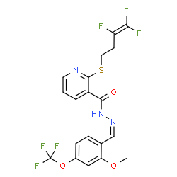 ChemSpider 2D Image | N'-{(Z)-[2-Methoxy-4-(trifluoromethoxy)phenyl]methylene}-2-[(3,4,4-trifluoro-3-buten-1-yl)sulfanyl]nicotinohydrazide | C19H15F6N3O3S