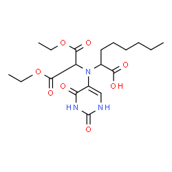 ChemSpider 2D Image | 2-[(1,3-Diethoxy-1,3-dioxo-2-propanyl)(2,4-dioxo-1,2,3,4-tetrahydro-5-pyrimidinyl)amino]octanoic acid | C19H29N3O8