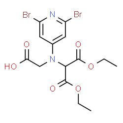 ChemSpider 2D Image | N-(2,6-Dibromo-4-pyridinyl)-N-(1,3-diethoxy-1,3-dioxo-2-propanyl)glycine | C14H16Br2N2O6