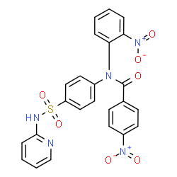 ChemSpider 2D Image | 4-Nitro-N-(2-nitrophenyl)-N-[4-(2-pyridinylsulfamoyl)phenyl]benzamide | C24H17N5O7S