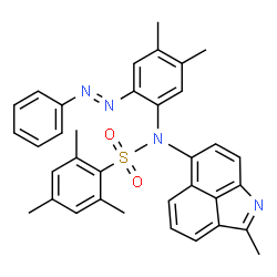 ChemSpider 2D Image | N-{4,5-Dimethyl-2-[(E)-phenyldiazenyl]phenyl}-2,4,6-trimethyl-N-(2-methylbenzo[cd]indol-6-yl)benzenesulfonamide | C35H32N4O2S