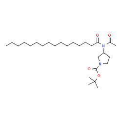 ChemSpider 2D Image | 2-Methyl-2-propanyl 3-[acetyl(palmitoyl)amino]-1-pyrrolidinecarboxylate | C27H50N2O4