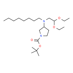 ChemSpider 2D Image | 2-Methyl-2-propanyl 3-[(2,2-diethoxyethyl)(octyl)amino]-1-pyrrolidinecarboxylate | C23H46N2O4