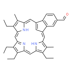 ChemSpider 2D Image | (2Z,6Z,11Z,17E)-5,9,10,14-Tetraethyl-4,15-dimethyl-26,27,28-triazahexacyclo[16.6.1.1~3,6~.1~8,11~.1~13,16~.0~19,24~]octacosa-1(25),2,4,6,8(27),9,11,13,15,17,19,21,23-tridecaene-21-carbaldehyde | C36H37N3O