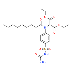 ChemSpider 2D Image | Diethyl {[4-(carbamoylsulfamoyl)phenyl](nonanoyl)amino}malonate | C23H35N3O8S