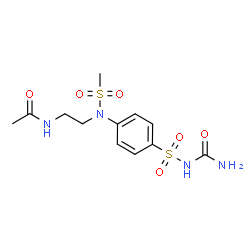 ChemSpider 2D Image | N-(2-{[4-(Carbamoylsulfamoyl)phenyl](methylsulfonyl)amino}ethyl)acetamide | C12H18N4O6S2
