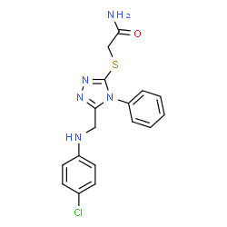 ChemSpider 2D Image | 2-[(5-{[(4-Chlorophenyl)amino]methyl}-4-phenyl-4H-1,2,4-triazol-3-yl)sulfanyl]acetamide | C17H16ClN5OS