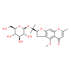 ChemSpider 2D Image | 2-[(2S)-4-Methoxy-7-methyl-5-oxo-2,3-dihydro-5H-furo[3,2-g]chromen-2-yl]-2-propanyl beta-D-glucopyranoside | C22H28O10