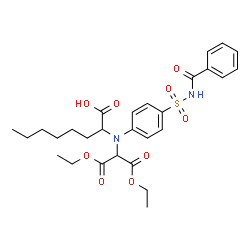 ChemSpider 2D Image | 2-{[4-(Benzoylsulfamoyl)phenyl](1,3-diethoxy-1,3-dioxo-2-propanyl)amino}octanoic acid | C28H36N2O9S