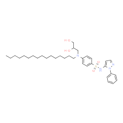 ChemSpider 2D Image | 4-[(2,3-Dihydroxypropyl)(hexadecyl)amino]-N-(1-phenyl-1H-pyrazol-5-yl)benzenesulfonamide | C34H52N4O4S