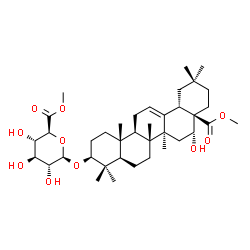 ChemSpider 2D Image | (3beta,16alpha)-16-Hydroxy-28-methoxy-28-oxoolean-12-en-3-yl methyl beta-D-glucopyranosiduronate | C38H60O10