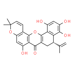ChemSpider 2D Image | (9S)-6,10,11,13-Tetrahydroxy-9-isopropenyl-3,3-dimethyl-8,9-dihydro-3H,7H-benzo[c]pyrano[3,2-h]xanthen-7-one | C25H22O7