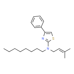 ChemSpider 2D Image | N-(3-Methyl-2-buten-1-yl)-N-octyl-4-phenyl-1,3-thiazol-2-amine | C22H32N2S