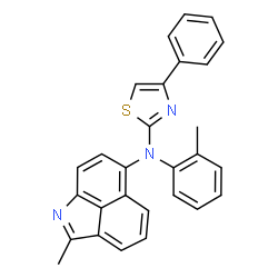 ChemSpider 2D Image | 2-Methyl-N-(2-methylphenyl)-N-(4-phenyl-1,3-thiazol-2-yl)benzo[cd]indol-6-amine | C28H21N3S