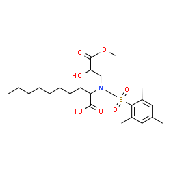 ChemSpider 2D Image | 2-[(2-Hydroxy-3-methoxy-3-oxopropyl)(mesitylsulfonyl)amino]decanoic acid | C23H37NO7S