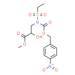 ChemSpider 2D Image | Methyl 3-[(ethylsulfonyl){[(4-nitrobenzyl)oxy]carbonyl}amino]-2-hydroxypropanoate | C14H18N2O9S