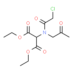 ChemSpider 2D Image | Diethyl [(chloroacetyl)(2-oxopropyl)amino]malonate | C12H18ClNO6