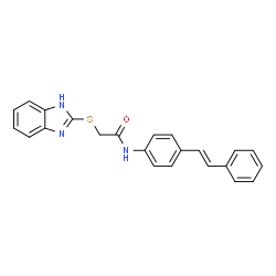 ChemSpider 2D Image | 2-(1H-Benzimidazol-2-ylsulfanyl)-N-{4-[(E)-2-phenylvinyl]phenyl}acetamide | C23H19N3OS