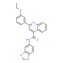 ChemSpider 2D Image | N-(1,3-Benzodioxol-5-yl)-2-(3-ethoxyphenyl)-4-quinolinecarboxamide | C25H20N2O4