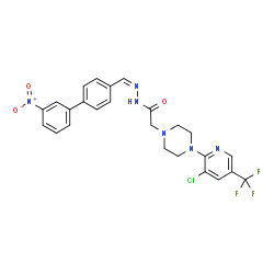 ChemSpider 2D Image | 2-{4-[3-Chloro-5-(trifluoromethyl)-2-pyridinyl]-1-piperazinyl}-N'-[(Z)-(3'-nitro-4-biphenylyl)methylene]acetohydrazide | C25H22ClF3N6O3