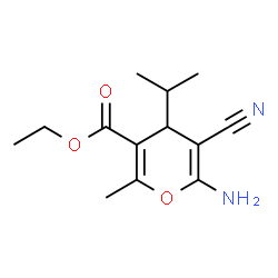 ChemSpider 2D Image | Ethyl 6-amino-5-cyano-4-isopropyl-2-methyl-4H-pyran-3-carboxylate | C13H18N2O3