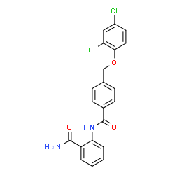 ChemSpider 2D Image | N-(2-Carbamoylphenyl)-4-[(2,4-dichlorophenoxy)methyl]benzamide | C21H16Cl2N2O3