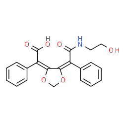 ChemSpider 2D Image | (2E)-[(5E)-5-{2-[(2-Hydroxyethyl)amino]-2-oxo-1-phenylethylidene}-1,3-dioxolan-4-ylidene](phenyl)acetic acid | C21H19NO6