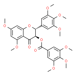 ChemSpider 2D Image | (2R,3R)-5,7-Dimethoxy-4-oxo-2-(3,4,5-trimethoxyphenyl)-3,4-dihydro-2H-chromen-3-yl 3,4,5-trimethoxybenzoate | C30H32O12