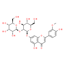ChemSpider 2D Image | 5-Hydroxy-2-(4-hydroxy-3-methoxyphenyl)-4-oxo-4H-chromen-7-yl 2-O-beta-D-allopyranosyl-beta-D-glucopyranoside | C28H32O16