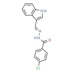 ChemSpider 2D Image | 4-Chloro-N'-[(E)-1H-indol-3-ylmethylene]benzohydrazide | C16H12ClN3O