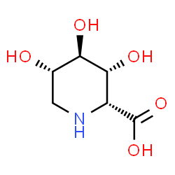 ChemSpider 2D Image | (2R,3R,4R,5S)-3,4,5-Trihydroxy-2-piperidinecarboxylic acid | C6H11NO5