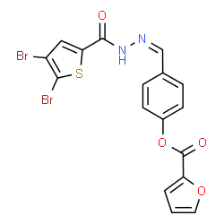 ChemSpider 2D Image | 4-[(Z)-{[(4,5-Dibromo-2-thienyl)carbonyl]hydrazono}methyl]phenyl 2-furoate | C17H10Br2N2O4S