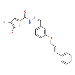 ChemSpider 2D Image | 4,5-Dibromo-N'-[(Z)-(3-{[(2E)-3-phenyl-2-propen-1-yl]oxy}phenyl)methylene]-2-thiophenecarbohydrazide | C21H16Br2N2O2S