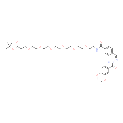 ChemSpider 2D Image | 2-Methyl-2-propanyl 1-(4-{(Z)-[(3,4-dimethoxybenzoyl)hydrazono]methyl}phenyl)-1-oxo-5,8,11,14,17,20-hexaoxa-2-azatricosan-23-oate | C36H53N3O12