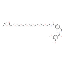 ChemSpider 2D Image | 2-Methyl-2-propanyl 1-(4-{(Z)-[(3,5-dimethoxybenzoyl)hydrazono]methyl}phenyl)-1-oxo-5,8,11,14,17,20-hexaoxa-2-azatricosan-23-oate | C36H53N3O12