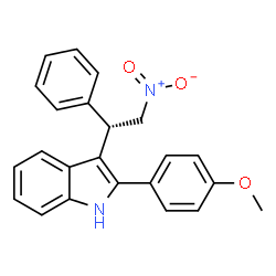 ChemSpider 2D Image | 2-(4-Methoxyphenyl)-3-[(1S)-2-nitro-1-phenylethyl]-1H-indole | C23H20N2O3