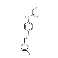 ChemSpider 2D Image | N-(4-{(E)-[(5-Iodo-2-furyl)methylene]amino}phenyl)butanamide | C15H15IN2O2